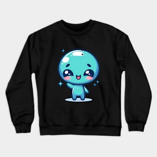 Cute Blue Alien Waving hand Crewneck Sweatshirt